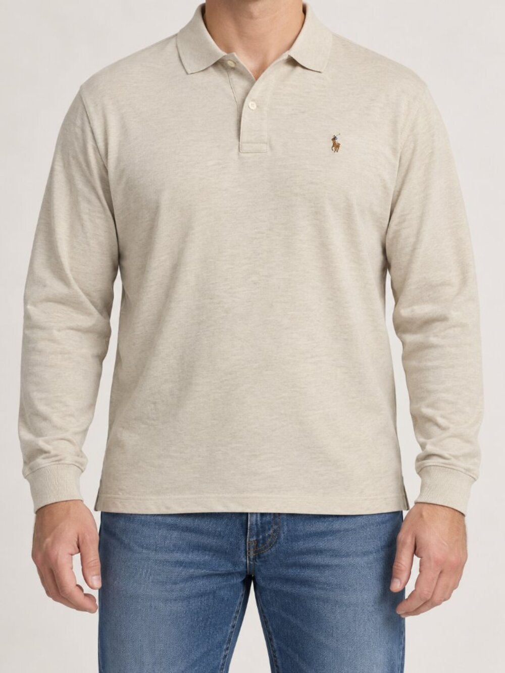 Polo Ralph Lauren Pima Interlock Beige Long Sleeve Polo XL